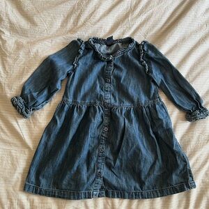 Free with purchase Gap denim jean button up dress with shoulder frills 3T